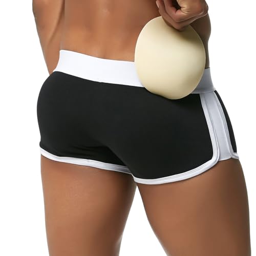 Casey Kevin Hombre Boxer Algodón, Acolchado Calzoncillos, Extraíble 3 Almohadillas de Esponja, Realzar la Curva de Los Glúteos