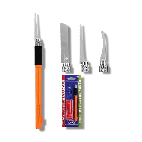 Dilwe Modellbau Handsäge Set, 3-teiliges Werkzeug mit wechselbaren Klingen für Holz & Kunststoff - Präzisions Mini Säge für DIY und Bastelprojekte