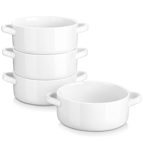 MALACASA Suppenschalen mit Griffen, 800 ML Porzellan Suppenschalen Set...