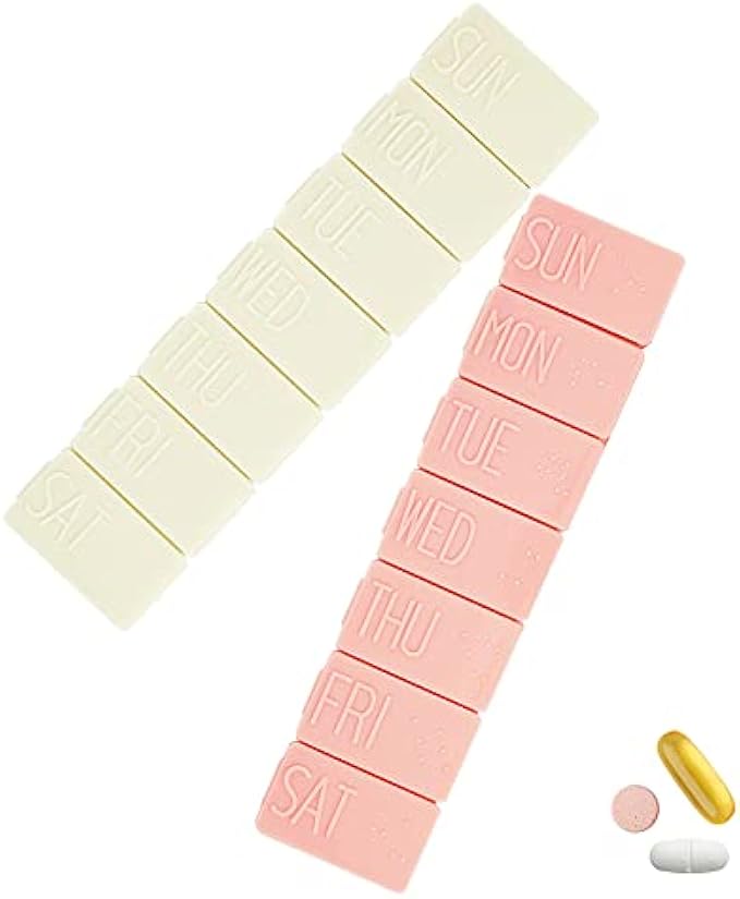 sanderala 2Pack Weekly Pill Organizer,Extra Large 7 Days Pill Cases Travel Daily Pill Box for Fish Oil, Calcium Tablets Supplements and Other Vitamin Pill