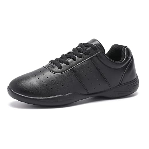 LANDHIKER Cheer Shoes Womens Cheerleading Black Dance Shoes Youth Sports Shoes Girls Training Athletic Flats Lightweight Breathable Shoes Comfortable Sneakers White