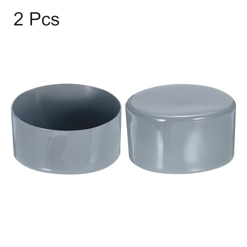 Image of uxcell 2pcs Rubber End Caps 100mm ID Vinyl Round Tube Bolt Cap Cover Screw Thread Protectors Grey, 50mm Height