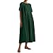AMXYFBK Maxi Dresses for Women Fashion Cotton Linen Soft Loose Dress Round Neck Short Sleeve Beach Holiday Dress with Pockets Spring Maternity Dress
