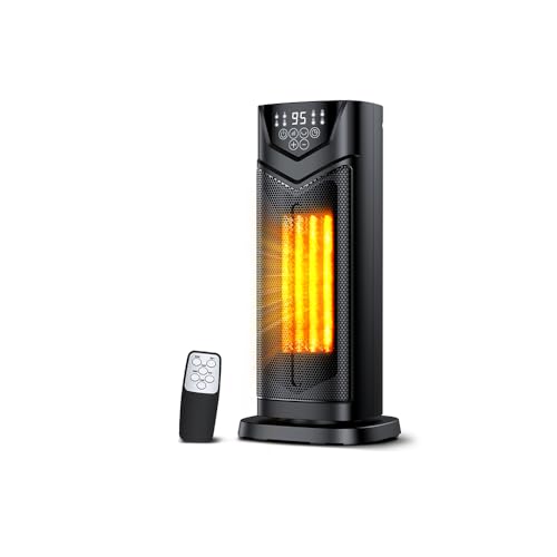 Jhtredfu Space Heater, 1500W Electric PTC Ceramic Heater for Indoor Use with Thermostat & 4 Fan Mode, 12H Timer, Remote, 2026 Upgraded Fast & Safety Portable Heat for Bedroom, Living Room
