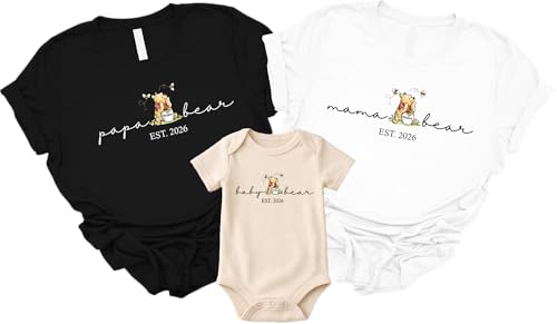 Mama Papa Bear Shirt Baby Bear Bodysuit Mom and Dad Shirts for New Parents Gifts Matching Family Bear Shirts