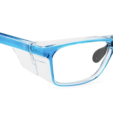 Image of FAMOUS Prescription safety eyeglass frames for men and women polycarbonate material with zero power lens clear side shield