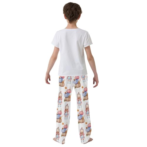 Boys' Pants Halloween Pumpkins Maple Leaf Long Bottoms Jogger Pants Elastic Waist Trousers with Pockets S-XL3