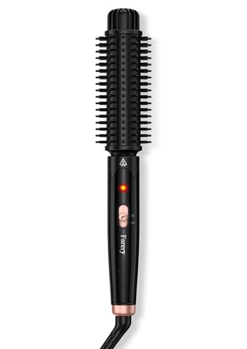 Farery 1.5 Inch Thermal Brush, Curling Iron for Smooth Bouncy Curls – Anti-Scald Hard Bristles, Lightweight, One-Button Start, Dual Voltage Travel Hair Tool with 360° Swivel Cord, 410°F Fast Heat