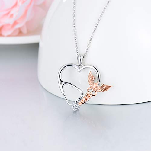 Stethoscope Necklace Angel Wings/Cross/Caduceus 925 Sterling Silver Doctor Nurse Medical Pendant Jewelry Nurse Doctor Graduation Gifts2