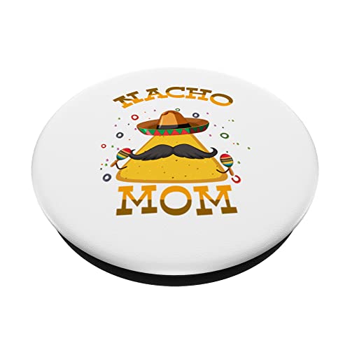 Nacho Average Mom Tortilla Hat Mother Cinco de Mayo PopSockets Swappable PopGrip, Black - Image 2