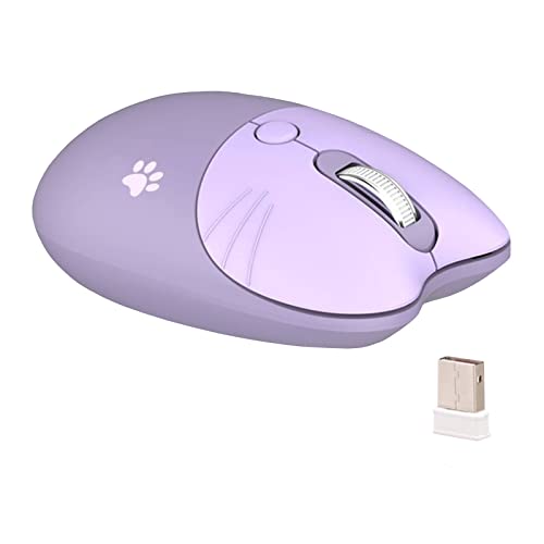 WREWING Souris sans fil silencieuse 2,4 GHz pour fille avec récepteur USB, 4 boutons programmables, 1000/1200/1600 DPI souris d'ordinateur pour PC/ordinateur portable/Windows7/8/10 (violet)