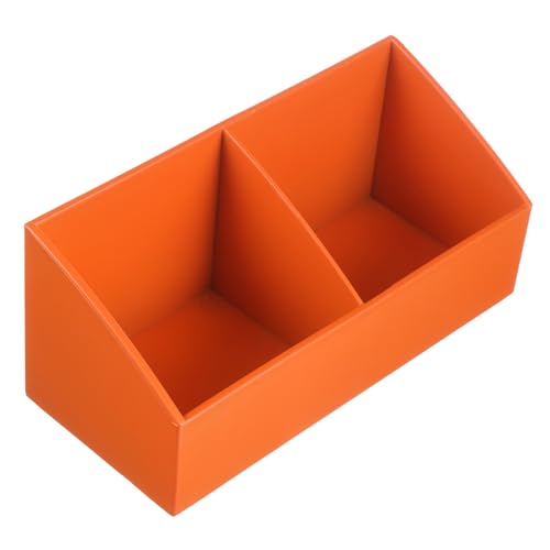 PRETYZOOM Tea Bag and Sugar Packet Holder Organizer for Coffee Station Orange Tea Storage Box Compartments Desktop for Home and Hotels