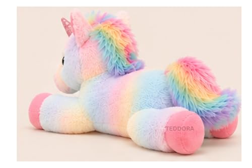 Image of Giant Rainbow with Glitter Eyes Unicorn Soft Toy for Girls Boys Kids,Multicolor,Unicorn Animal Plush Stuffed Baby Teddy Gift Birthday, 55 cm