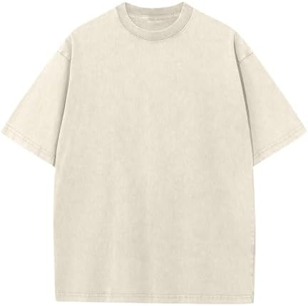 Oversized T-Shirt für Herren Heavy Baumwolle Regular Fit Basic Männer T-Shirt Set Casual Sommer Tops