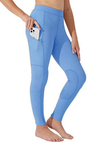 Image of Willit Girls Horse Riding Pants Tights Kids Equestrian Breeches Knee-Patch Youth Schooling Tights Zipper Pockets