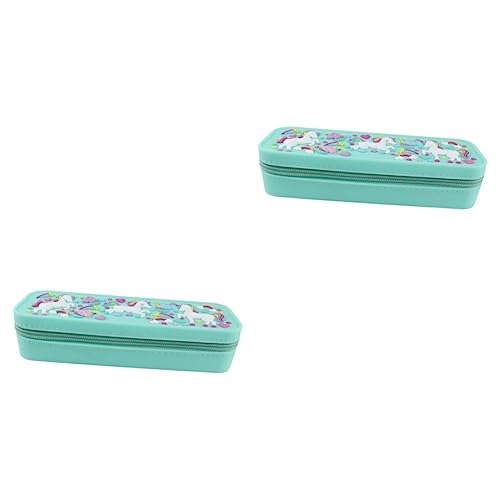 NUOBESTY 2pièces Trousse à Crayons Licorne Silicone Trousse Multifonctionnelle Étanche pour Filles Et Garçons Rangement Pratique pour Fournitures Scolaires Et Accessoires