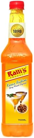 Ralli's Kesar Badam Syrup Sharbat 700ml | Premium Instant Refreshing Drink | Ready to Mix With Water, Milk, Ice Creams, Faloodas, Mock Tails, Desserts & Sweets