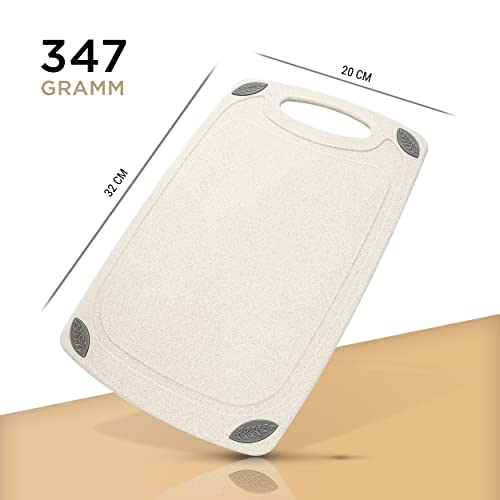 EXITOSO Schneidebrett mit Weizenstroh 32 x 20 cm, mit Saftrille & Griff – Ansicht 5