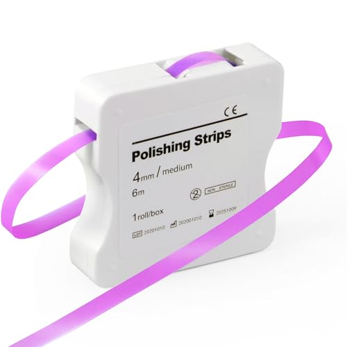 Dental Polishing Strips Teeth Abrasive &amp; Finishing Strips 4mm x 6M, Fine Inter-Dental Oral Care Cleaning Tool - Sanding Grinding Whitening Teeth (Red) - 12 Months Warranty