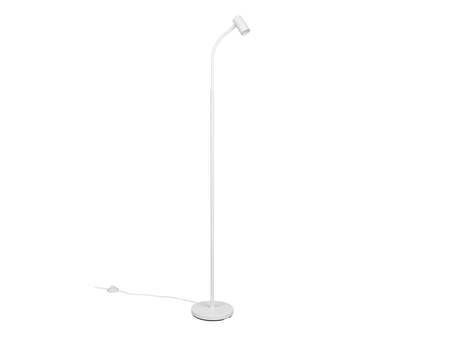 meineWunschleuchte Wąska lampa stojąca, biała, możliwość ściemniania, elastyczna regulacja punktowa, wysokość 133,5 cm