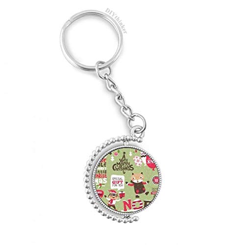 Porte-clés rotatif Animaux de Noël, petit cadeau de fête multicolore