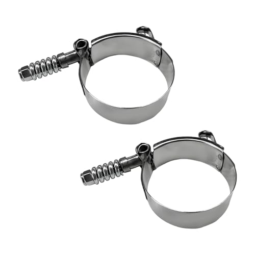 NYTKL 2PCS 2.25 inch T-Bolt Hose Clamp, Stainless Steel Spring Loaded Hose Clamps Working Range 52mm-60mm, Adjustable T-Shape Pipe Clamp for Exhaust System Turbo Intake Fuel Line
