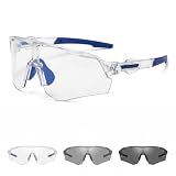 MinXin Gafas Ciclismo Fotocromáticas Hombre Mujer, para Pesca/Running/Senderismo(Blanco)