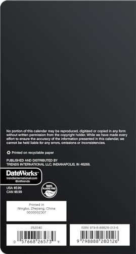 2025-2026 Classic Black Pocket Planner