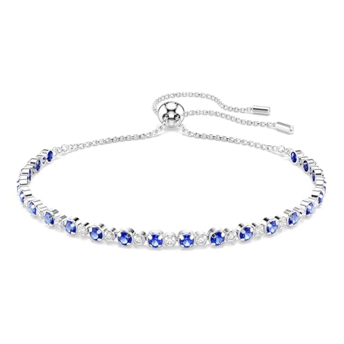 Swarovski Bransoletka Tennis Matrix, Szlify okrągłe mieszane, Niebieska, Powłoka z rodu