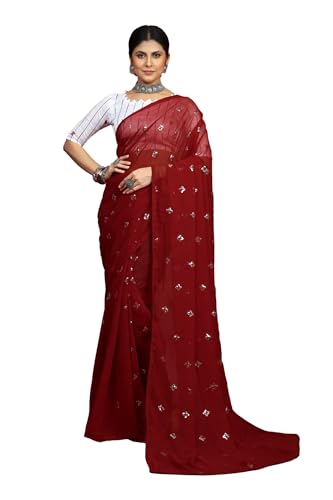 Image of Glory Sarees Women's Georgette Embroidery Saree With Blouse Piece (GLF721 Parent)