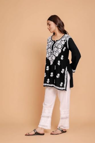 Image of Sidhidata Women Rayon Regular Stylish Kurti with 3 /4 Sleeves & Beautiful Neck Embroidery Ideal for Casual Office Wear & Everyday Comfort (Kurti Angell)