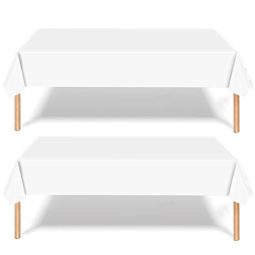 ATBEAMEN 2Pcs 137x274cm Disposable White Party Tablecloth Decor,Disposable Party Table Cloth Party Table Covers King Charles III Coronation Souvenir Decoration Wedding Birthday Picnic Party Favor