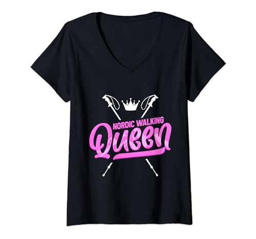 Nordic Walking Queen Damen T-Shirt mit V-Ausschnitt
