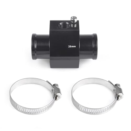 Aluminum Water Temp Joint Pipe, Black, 28mm