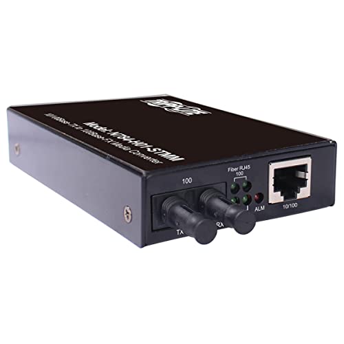 Tripp Lite Network Copper RJ45 Ethernet to Fiber ST Duplex Multimode Extender Converter, 1310nm Wavelength, Hardened Housing, 10/100 Mbps, Extend 1.2 Miles / 2 Km, 2-Year Warranty (N784-H01-STMM)