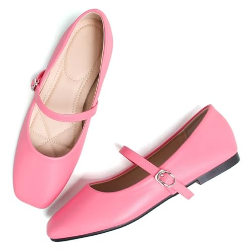 Image of LUXINYU Women's Slip on Flats,Classy Round Toe Solid Classic Mary Jane Ballet Dance Shoes Soft Comfortable PU Flat Shoes