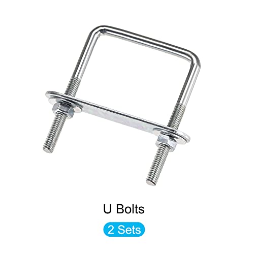 Image of METALLIXITY U Bolts 2 Sets (M6x50x80mm), Square U Bolt Carbon Steel with Accessories - for Construction, Pipe