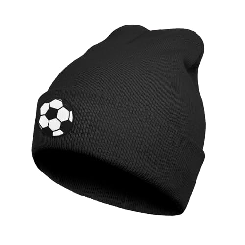 SnuggleHive - SnuggleHive Cool Soccer Pattern Beanie Skull Cap,Embroidered Soccer Wool Knit Beanies Hats Gift for Men Women,Keep Warm Soft Stretchy Winter hat for Cold Weather Accessory