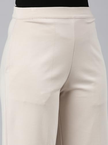 Image of GO COLORS Stretch Rayon Blend Ponte Wide Pants Full Length for Women| Breathable, High Rise