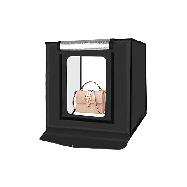 LHK Tragbarer Fotostudio-Lichtkasten, 15,7"x 15,7" Professionelles, dimmbares Schießzelt-Kit mit LED-Lichtern, 6 Hintergründe für die Schmuckfotografie von kleinen Gegenständen
