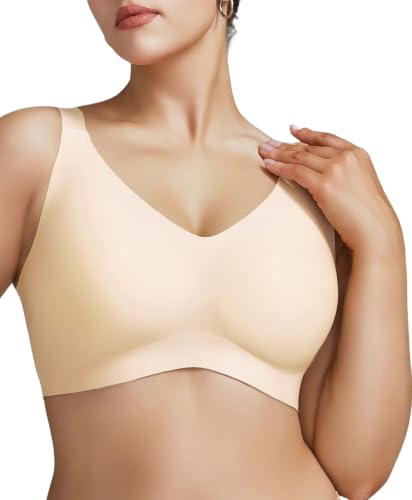 Airsong Women's Wireless Minimizer Bra Full Coverage Seamless Support Nude