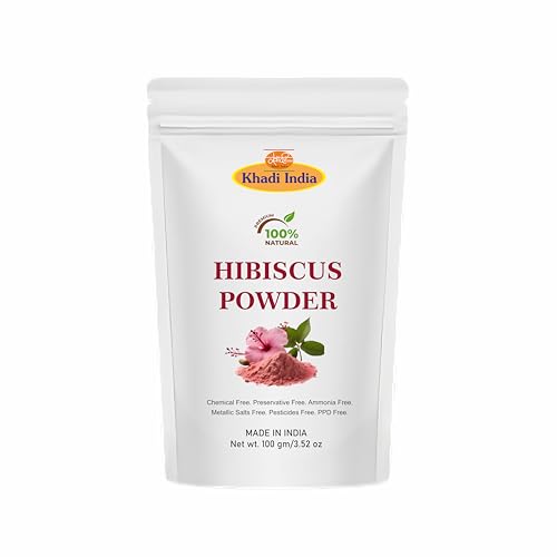 Khadi 100% Pure & Organic Hibiscus powder for hair (Zipper Pouch), Fresh (100gm., HIBISCUS)