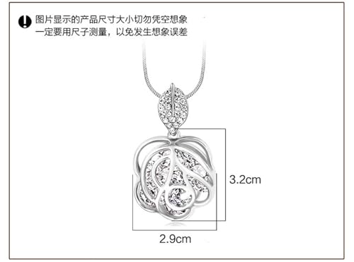 Pendentif rose évidée avec sa longue chaîne de pull ajustable et polyvalente