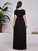 DEARCASE Maxi Dress for Women Black Medium Crewneck Short Sleeves Wedding Guest A-line Casual Party Vintage Spring Summer Beach Long Dresses with Pockets