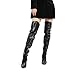 FOGEENA Black Over the Knee Boots for Women Stiletto High Heel Patent Leather Pointed Toe Zipper 4.7 Inch Thigh High Boots Fashion Sexy Dating Party Fall Winter Boots Size 7.5