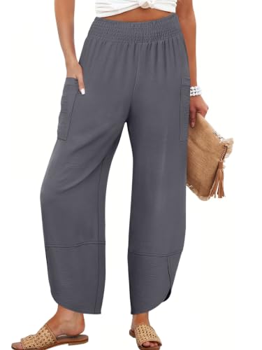 Image of ANRABESS Womens Wide Leg Palazzo Capri Barrel Pants