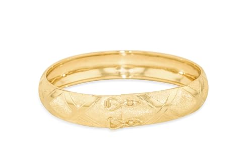 Floreo 10k Yellow Gold 12mm Classic Satin Finish Textured Flex Bangle Bracelet3