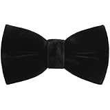Mabor Men's Black Velvet Bow Tie - Pre-Tied Adjustable Necktie for Formal Wear, Weddings & Business Events