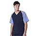 WonderWink Men's Raglan Color Block 5 Pocket Scrub Top, Navy/Ceil Blue, Large