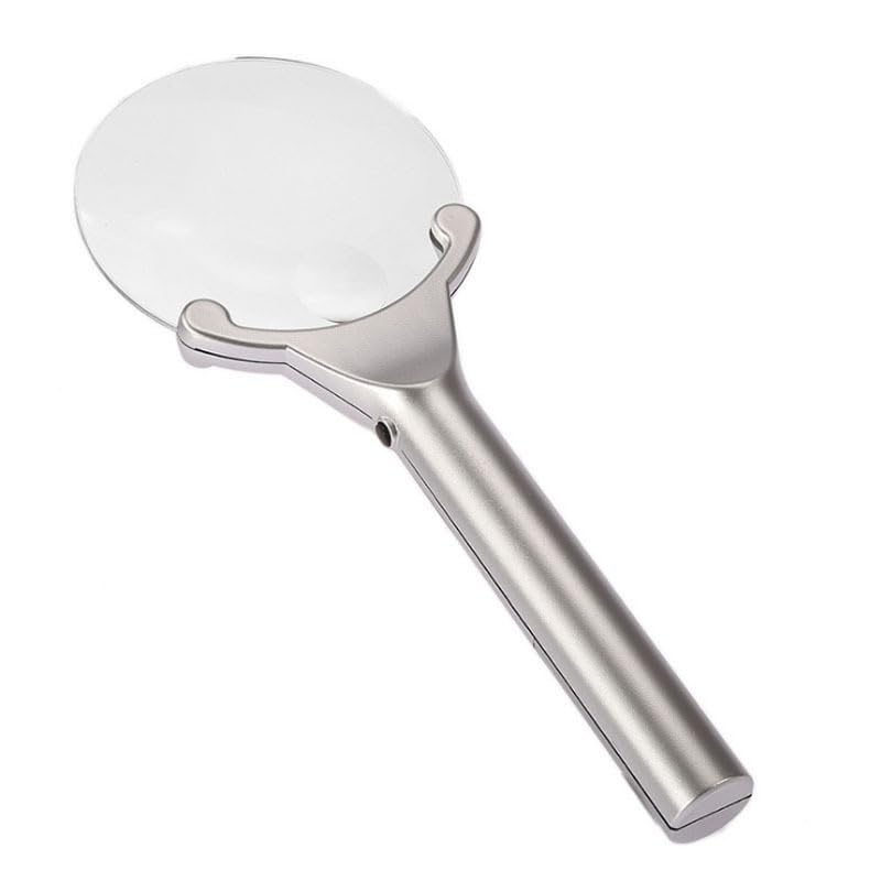 2 LED Luce Rimless Handheld Magnifier Lettura Ingrandimento Dia 2X 6X Lente di ingrandimento Strumenti